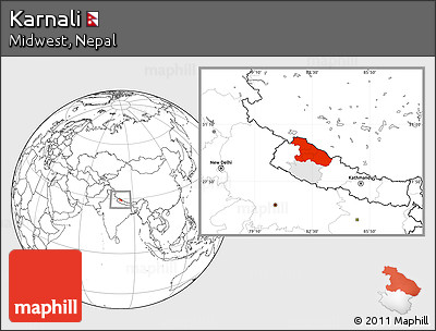 Blank Location Map of Karnali, highlighted parent region