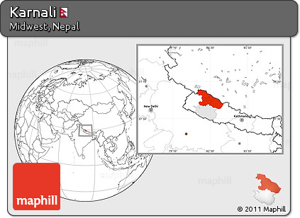 Blank Location Map of Karnali, highlighted parent region
