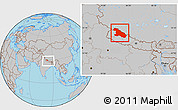 Gray Location Map of Karnali, within the entire country