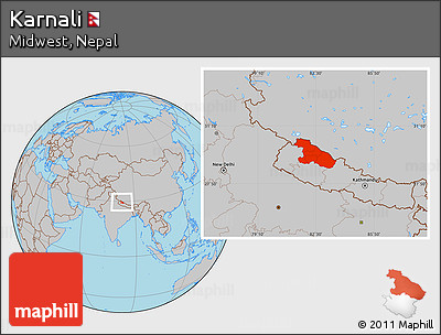 Gray Location Map of Karnali