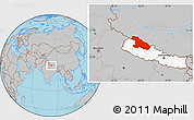 Gray Location Map of Karnali, highlighted country