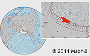 Gray Location Map of Karnali, hill shading