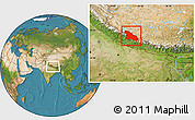 Satellite Location Map of Karnali, within the entire country