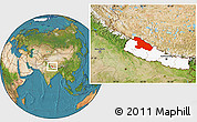 Satellite Location Map of Karnali, highlighted country