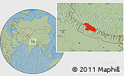 Savanna Style Location Map of Karnali, hill shading