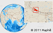 Shaded Relief Location Map of Karnali, within the entire country