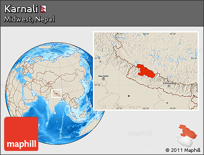 Shaded Relief Location Map of Karnali