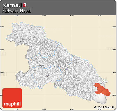 Classic Style Map of Karnali, single color outside