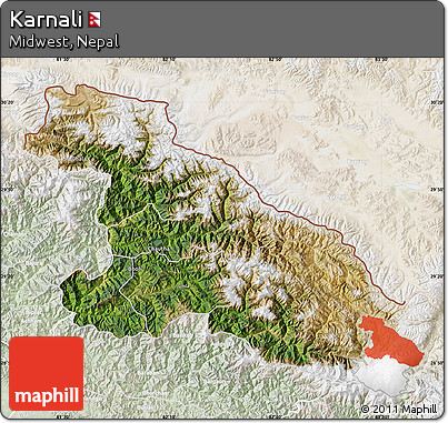 Satellite Map of Karnali, lighten