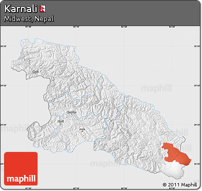 Silver Style Map of Karnali, single color outside