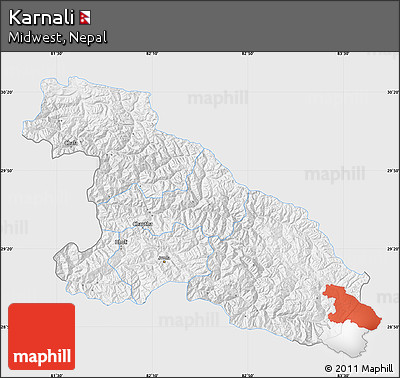 Silver Style Map of Karnali, single color outside