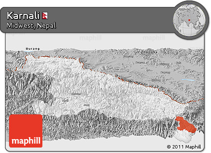 Gray Panoramic Map of Karnali