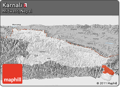 Gray Panoramic Map of Karnali