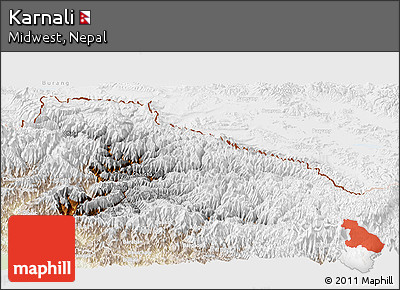 Physical Panoramic Map of Karnali, lighten