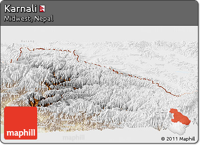 Physical Panoramic Map of Karnali, lighten