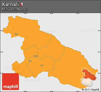 Political Simple Map of Karnali, single color outside