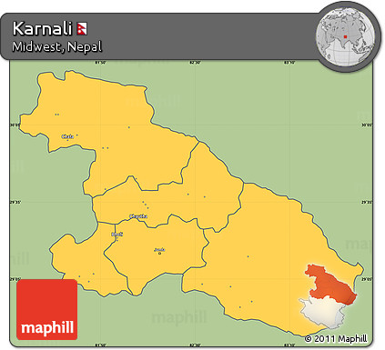 Savanna Style Simple Map of Karnali, cropped outside