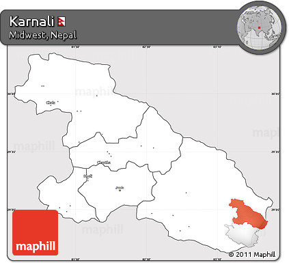 Silver Style Simple Map of Karnali, cropped outside