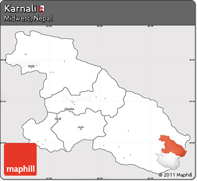 Silver Style Simple Map of Karnali, cropped outside