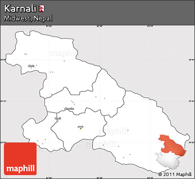 Silver Style Simple Map of Karnali, cropped outside