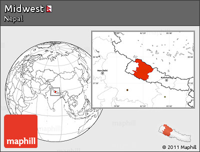 Blank Location Map of Midwest