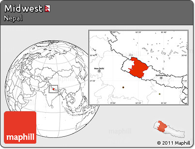 Blank Location Map of Midwest
