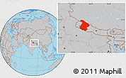 Gray Location Map of Midwest, within the entire country