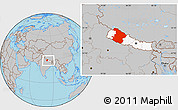 Gray Location Map of Midwest, highlighted country, within the entire country