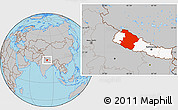Gray Location Map of Midwest, highlighted country