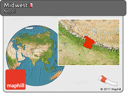 Satellite Location Map of Midwest