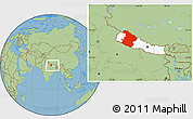 Savanna Style Location Map of Midwest, highlighted country, within the entire country
