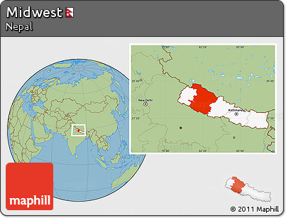 Savanna Style Location Map of Midwest, highlighted country