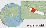 Savanna Style Location Map of Midwest, highlighted country, hill shading