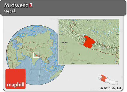 Savanna Style Location Map of Midwest, hill shading