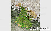 Satellite Map of Midwest, semi-desaturated