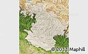 Shaded Relief Map of Midwest, satellite outside