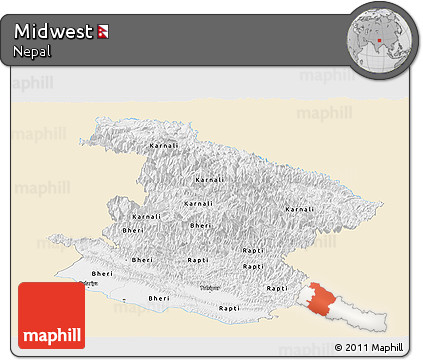 Classic Style Panoramic Map of Midwest, single color outside