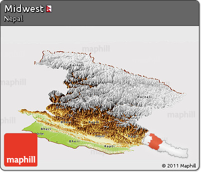 Physical Panoramic Map of Midwest, cropped outside
