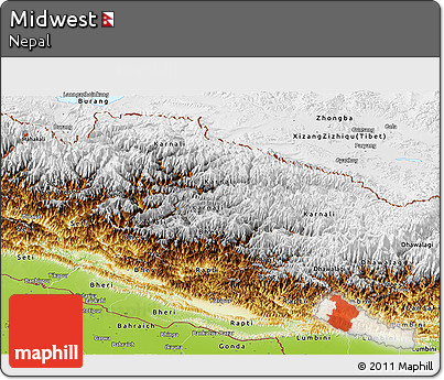 Physical Panoramic Map of Midwest