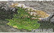 Satellite Panoramic Map of Midwest, darken, semi-desaturated