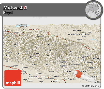 Shaded Relief Panoramic Map of Midwest