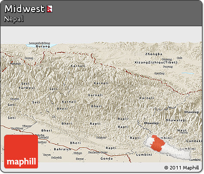 Shaded Relief Panoramic Map of Midwest