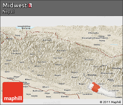 Shaded Relief Panoramic Map of Midwest
