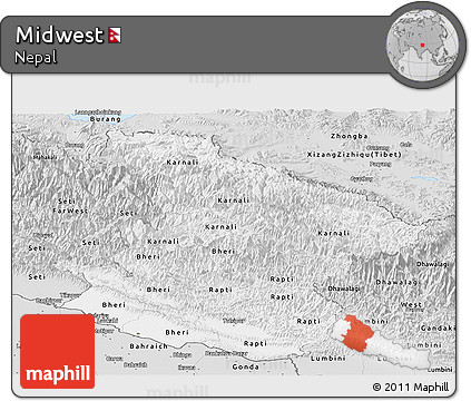 Silver Style Panoramic Map of Midwest