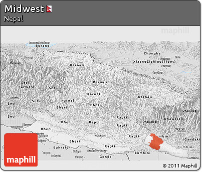 Silver Style Panoramic Map of Midwest