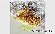 Physical 3D Map of Rapti, lighten, semi-desaturated