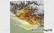 Physical 3D Map of Rapti, semi-desaturated