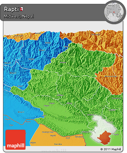 Political 3D Map of Rapti