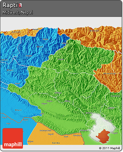 Political 3D Map of Rapti