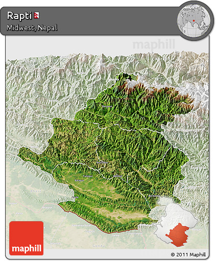 Satellite 3D Map of Rapti, lighten